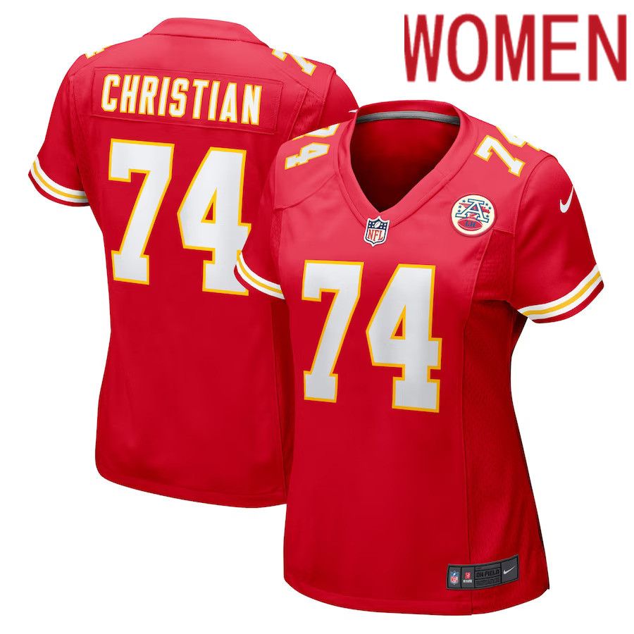 Women Kansas City Chiefs #74 Geron Christian Nike Red Game Player NFL Jersey->women nfl jersey->Women Jersey